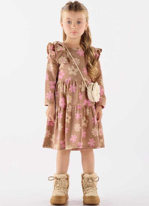 Vestido em Molecotton com Felpa Marrom