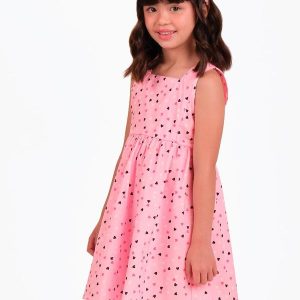 Vestido em Popeline Rosa