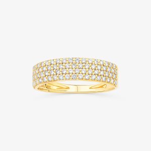 Anel Bold em Ouro Amarelo 18k com 49 Pontos de Diamantes