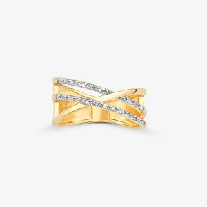 Anel Cruzado com Topázio em Prata 925 com Banho de Ouro Amarelo 18k