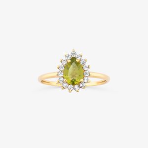 Anel Gota Aria em Ouro Amarelo 18K com Peridoto e Topázio Incolor