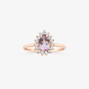 Anel Gota Aria em Ouro Rosé 18K com Ametista e Topázio Incolor