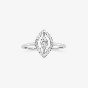 Anel Marquise Maxi Elegance em Ouro Branco 18k com 13 Pontos de Diamantes
