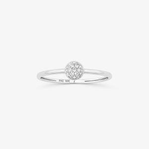 Anel Redondo Elegance em Ouro Branco 18k com 9 Pontos de Diamantes