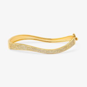 Bracelete Curvas Iluminar em Ouro Amarelo 18k com Diamantes - 18 cm