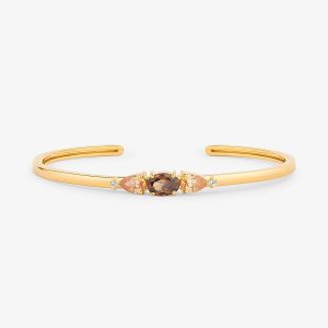 Bracelete Siena em Prata 925 com Banho de Ouro Amarelo 18K com Pedra Colorida 17 cm