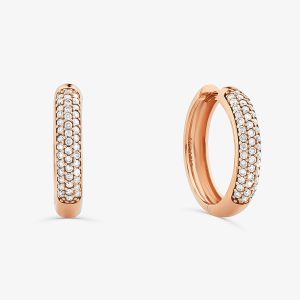 Brinco Argola Allure em Ouro Rosé 18k com 43 Pontos de Diamantes