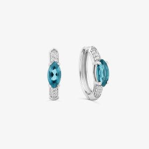 Brinco Argola Esplendor em Prata 925 com Topázio London e Pedras Incolores