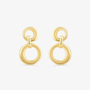 Brinco Círculos em Prata 925 com Banho de Ouro Amarelo 18K