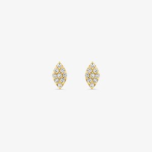 Brinco Marquise Elegance em Ouro Amarelo 18k com 8 Pontos de Diamantes