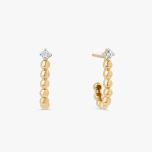 Brinco Meia Argola Summer em Ouro Amarelo 18k com Topázio Incolor