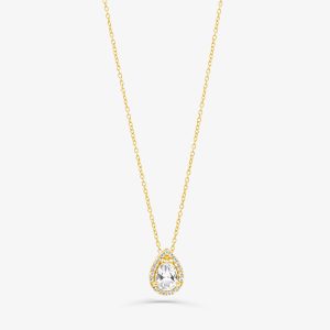 Colar Gota com Topázio em Prata 925 com Banho de Ouro Amarelo 18k
