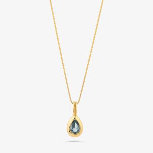 Colar Ritmo em Prata 925 com Banho de Ouro Amarelo 18K e Pedra Azul