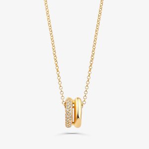 Pingente Destino em Prata 925 com Banho de Ouro Amarelo 18K e Pedra Incolor