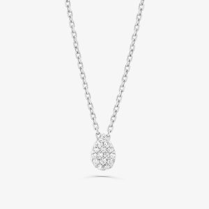Pingente Gota Elegance em Ouro Branco 18k com 7 Pontos de Diamantes
