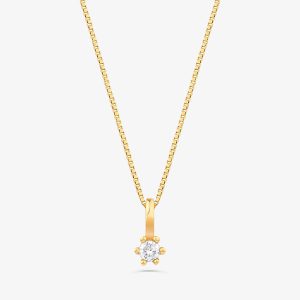Pingente Solitário Destinée em Ouro Amarelo 18k com 5 Pontos de Diamante