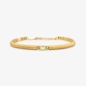 Pulseira Irradiar em Ouro Amarelo 18k com Quartzo Green Gold e 4 Pontos de Diamantes - 17 cm