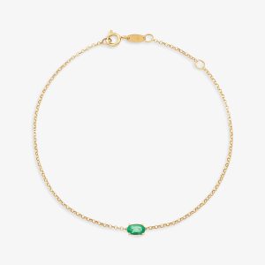 Pulseira Oval Summer em Ouro Amarelo 18K com Esmeralda - 18 cm