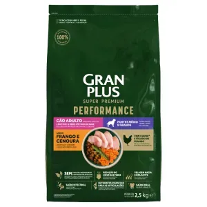 Ração GranPlus Performance Cães Adultos Médio e Grande Frango e Cenoura