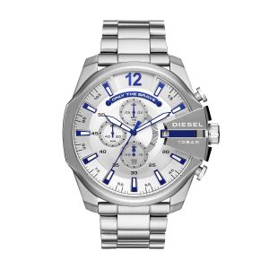 Relógio Diesel Mega Chief Cronógrafo Masculino em Aço Prateado DZ4477B1