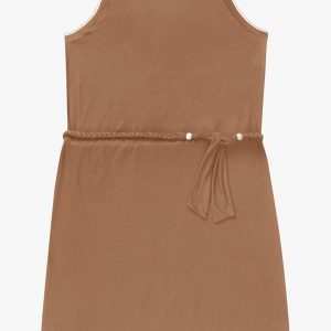 Vestido Feminino Plus Midi com Cinto Marrom